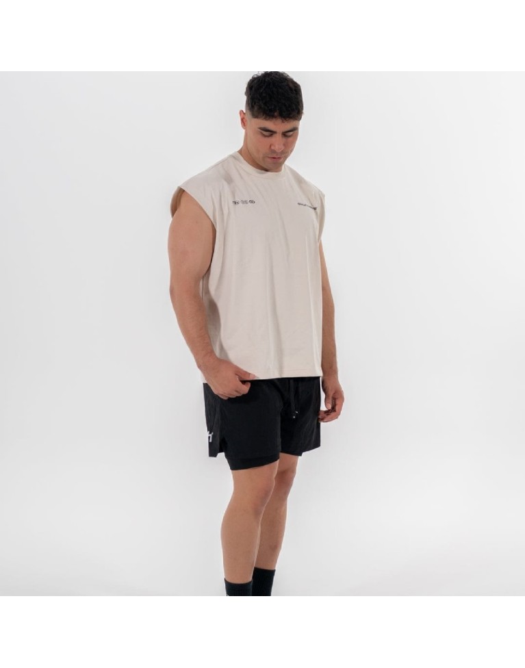 1661 BEIGE/SAND TANK TOP OVERSIZE QH BEIGE