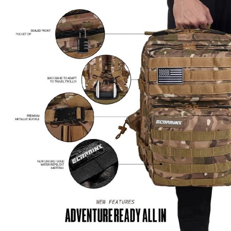 908 KHAKI MOCHILA TACT PEQUEÑA 25L CAMUFLAJE